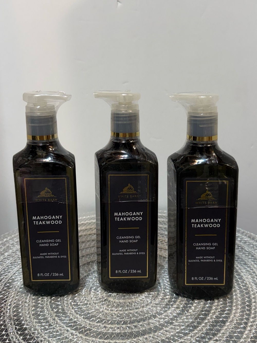 BBW Mahogany Teakwood Cleansing Gel Hand Soap Set of 3 NWT